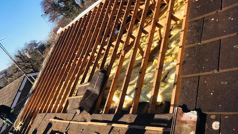 A roof been added to a home extension